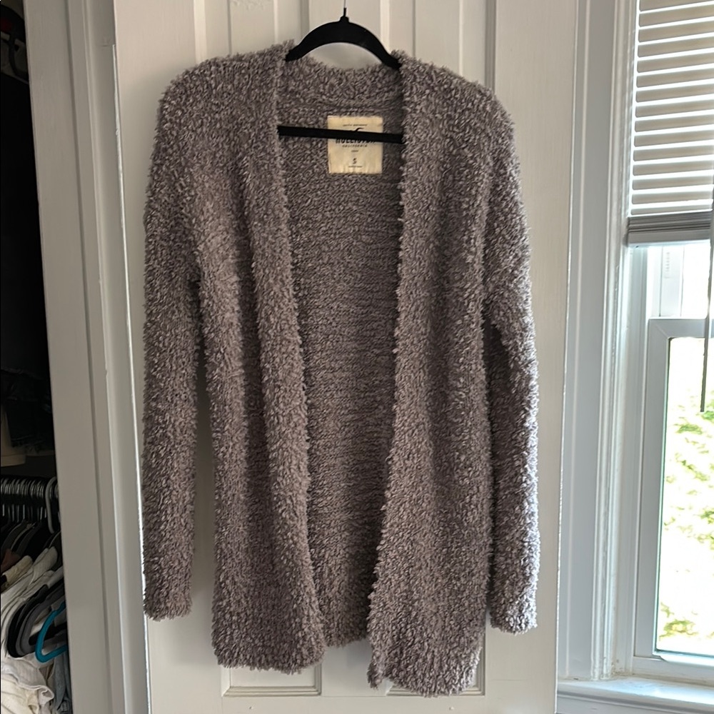 Hollister Gray Plush Cardigan Sweater